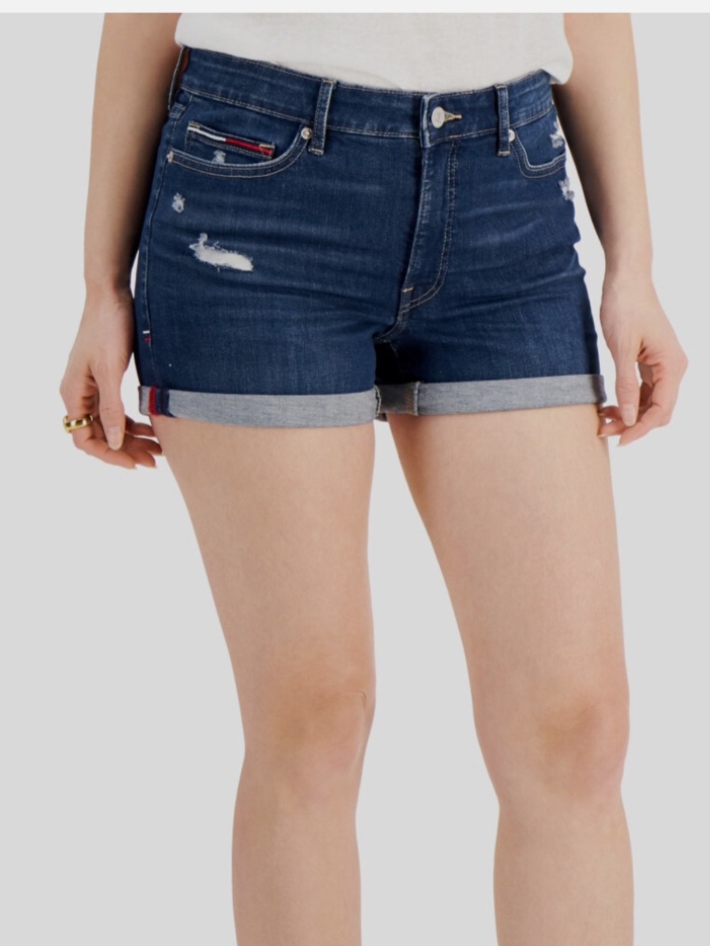 Tommy Hilfiger Dark Blue Rolled Cuff Denim Shorts